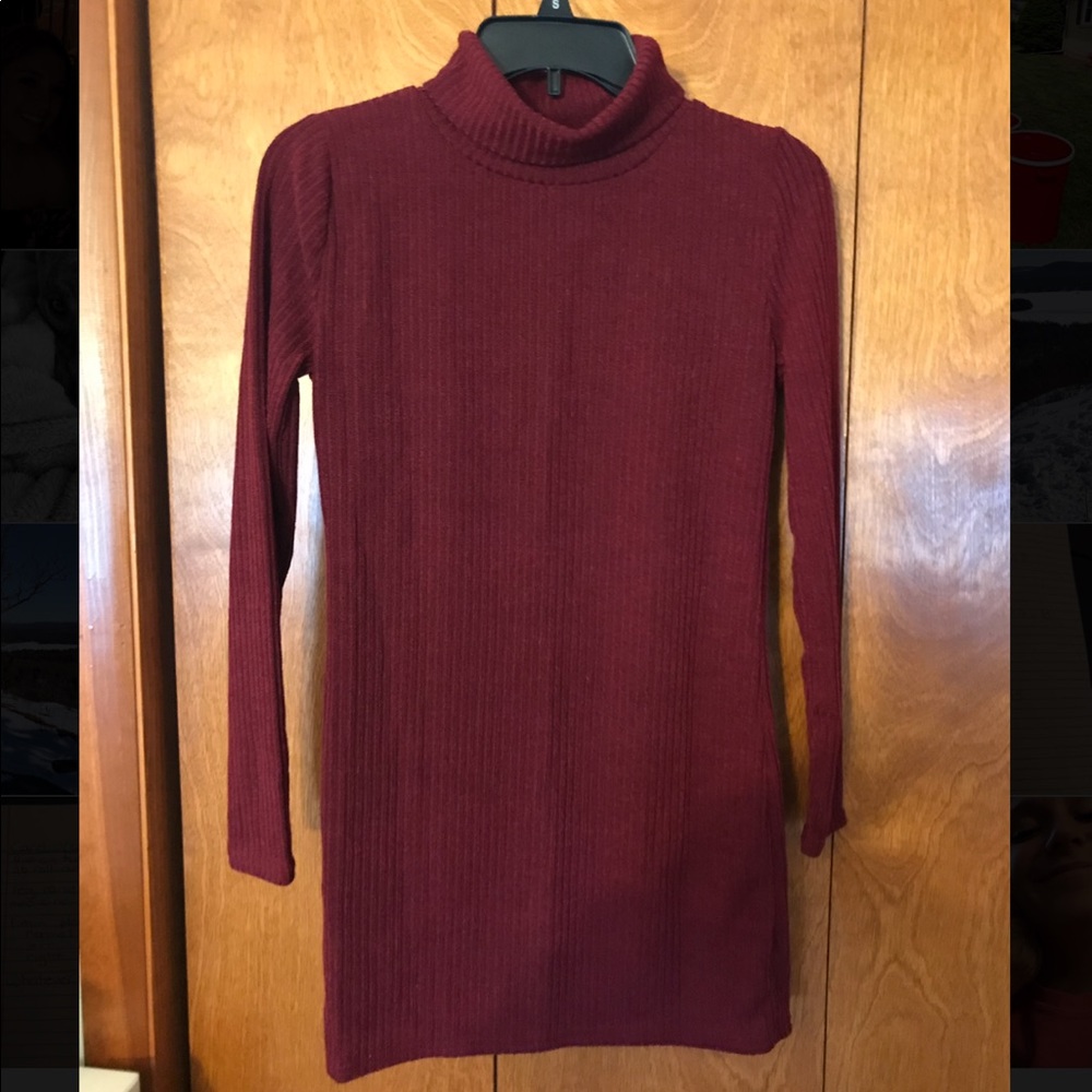 crimson sweater dress